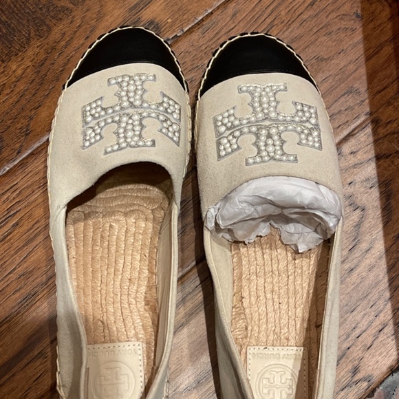 Tory Burch Pearl logo flat espadrilles